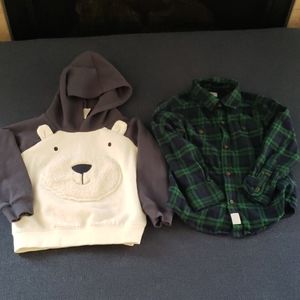 Carters lot of a sweatshirt and button up dress sh